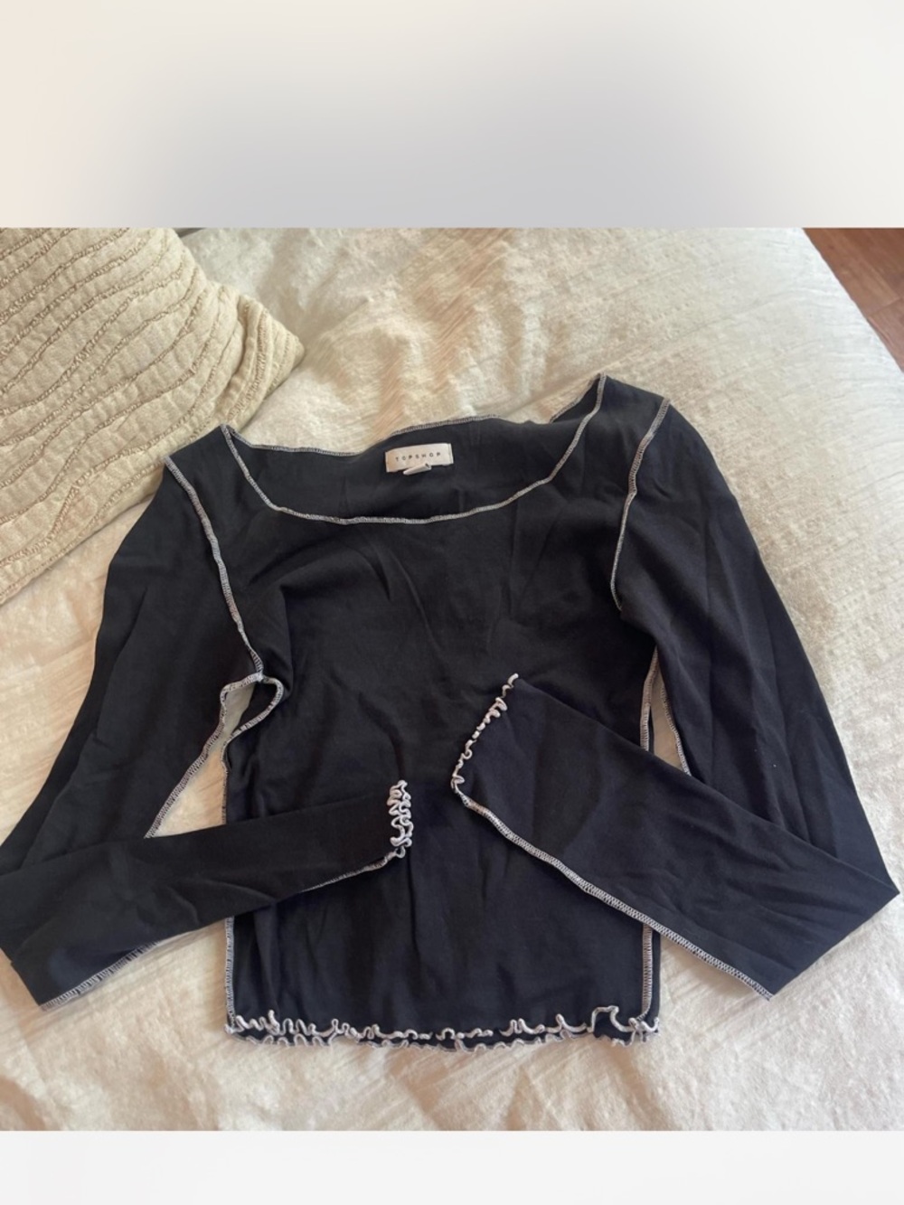Topshop Black Long-Sleeve Top